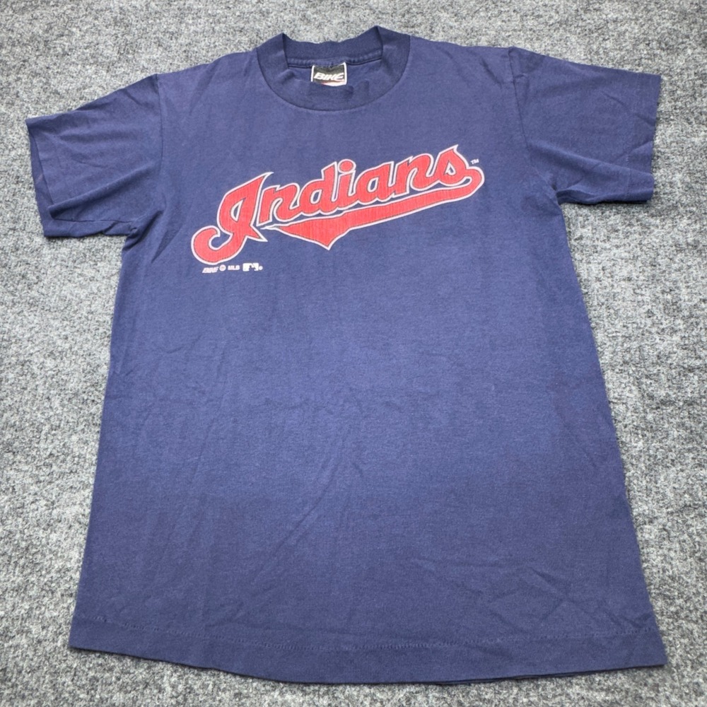 Vintage Cleveland Indians Shirt Mens Small Blue Baseball MLB BIKE Single Stitch